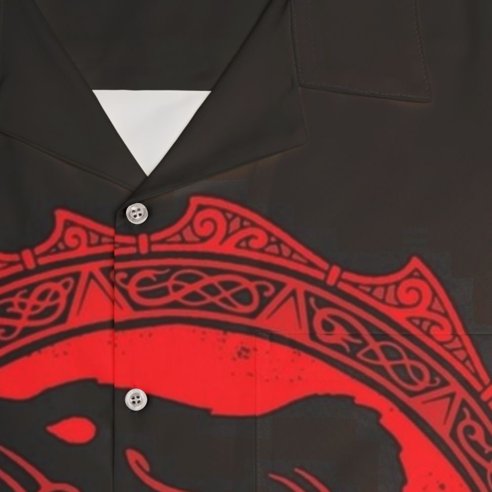 Berserker Rage Hawaiian Shirt with Tribal Flame Print - Detail