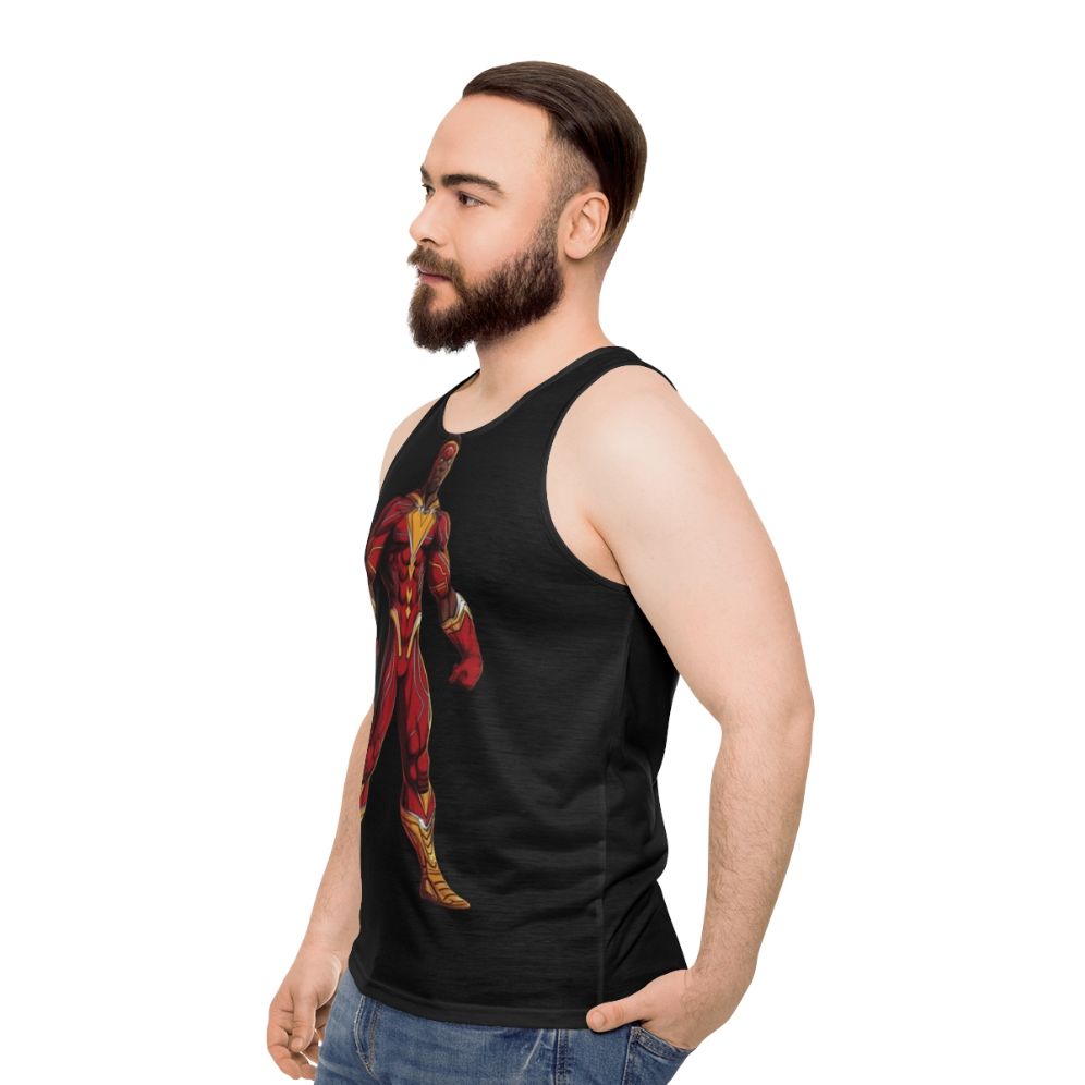 Superhero black unisex tank top - men side