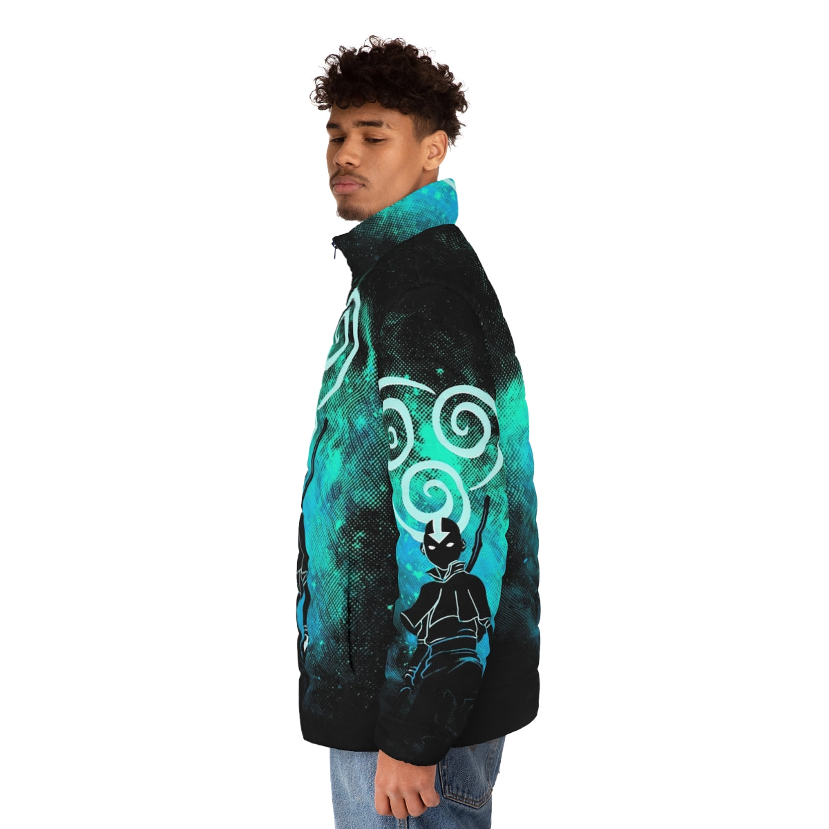 Air Art Puffer Jacket with Avatar and Airbender inspired design - men side left