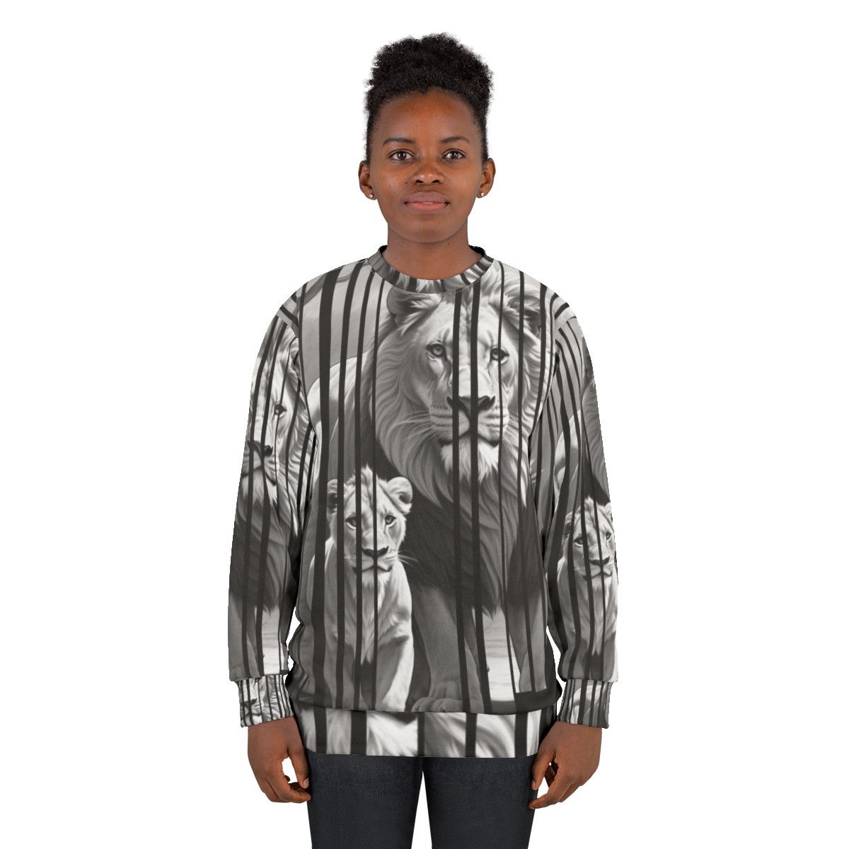 Jungle animals design printed on a cozy sweatshirt - women