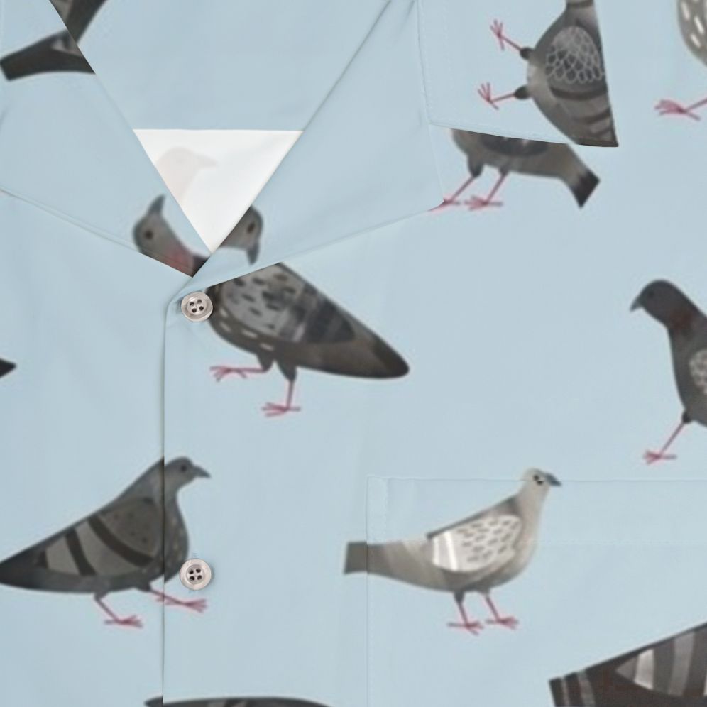 Pigeons Doing Pigeon Things Hawaiian Shirt with a flock of pigeons/doves - Detail