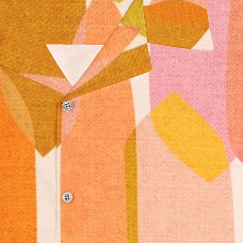 Colorful mid century modern Hawaiian shirt with abstract droplet pattern - Detail