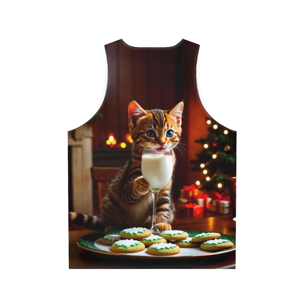 Santa's Secret Helper Unisex Christmas Cat Tank Top - Back