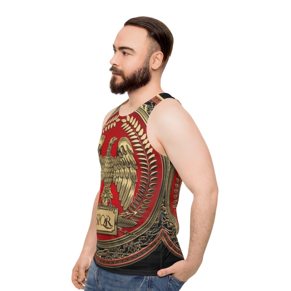 Unisex Roman Imperial Eagle Leather Tank Top - men side