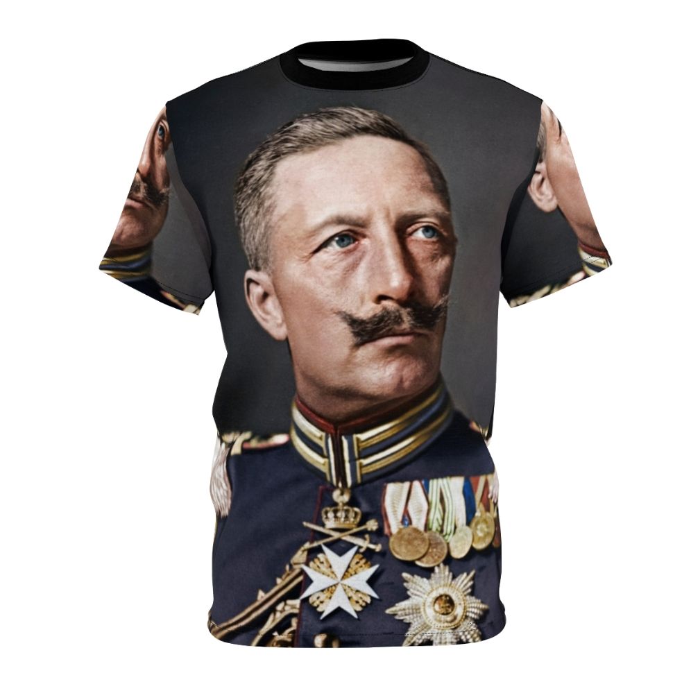 Vintage-style t-shirt with a colorized portrait of Kaiser Wilhelm II, the last emperor of Germany