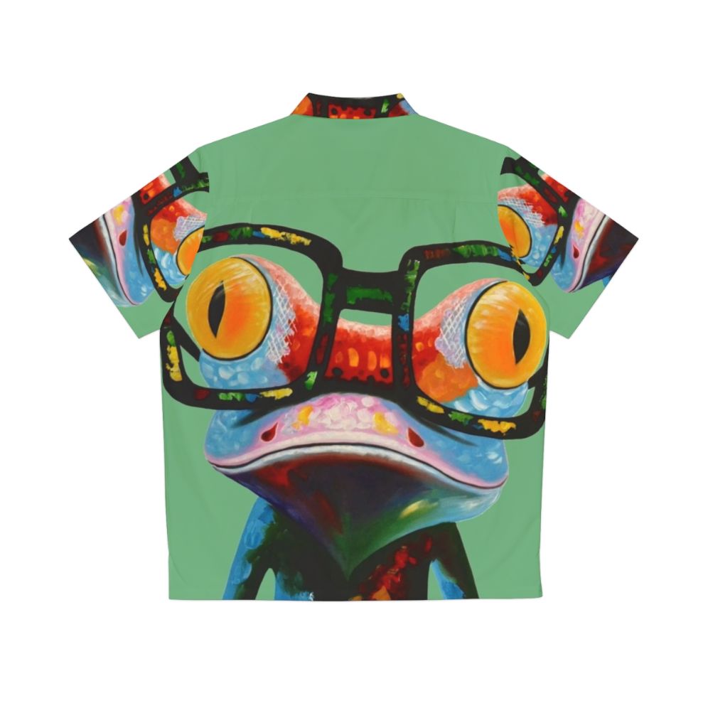 Colorful hipster frog nerd glasses Hawaiian shirt - Back