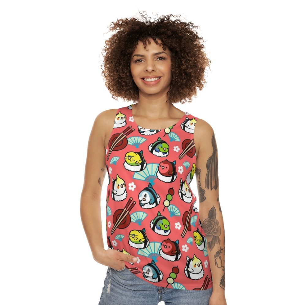 Kawaii sushi time lovebird unisex tank top - women