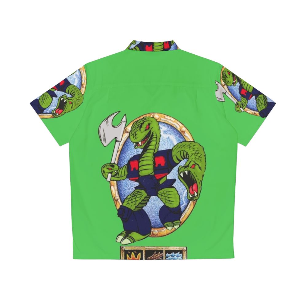 Battle Beasts 6 Triple Threat Snake Hawaiian Shirt with 80s toy characters - Back