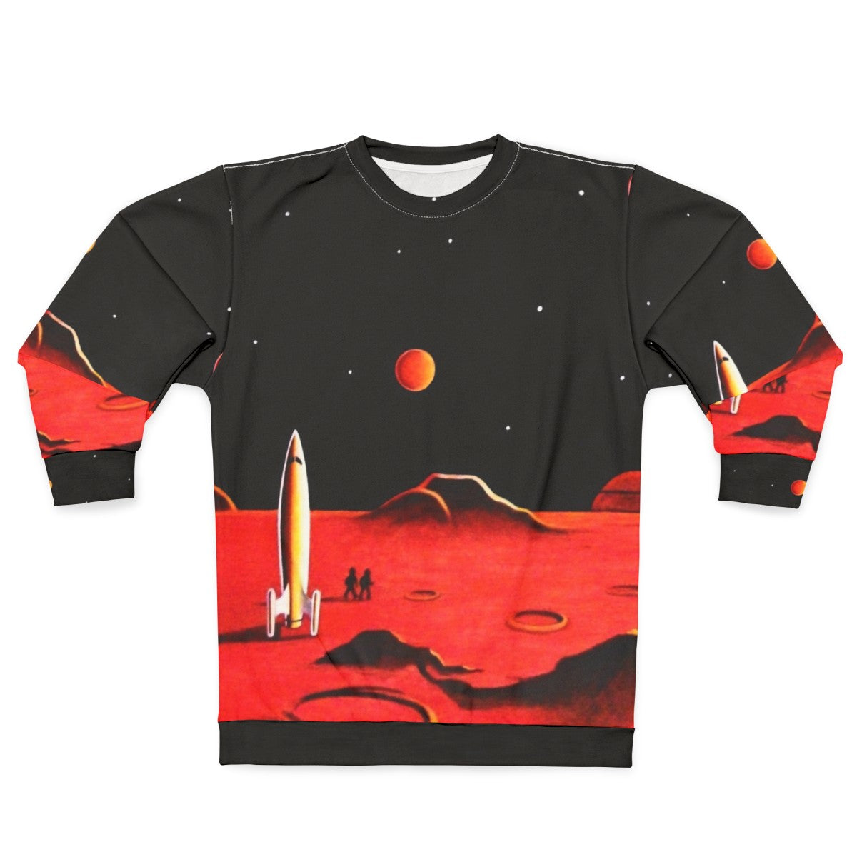 Retro-styled sweatshirt featuring a futuristic city on the planet Mars