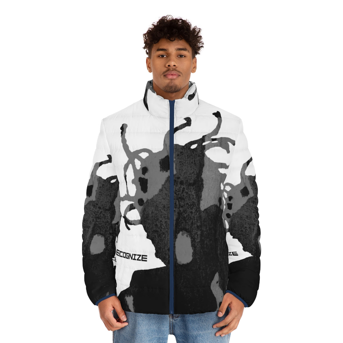 ODB Grey Puffer Jacket with Ol' Dirty Bastard Inspired Design - men front