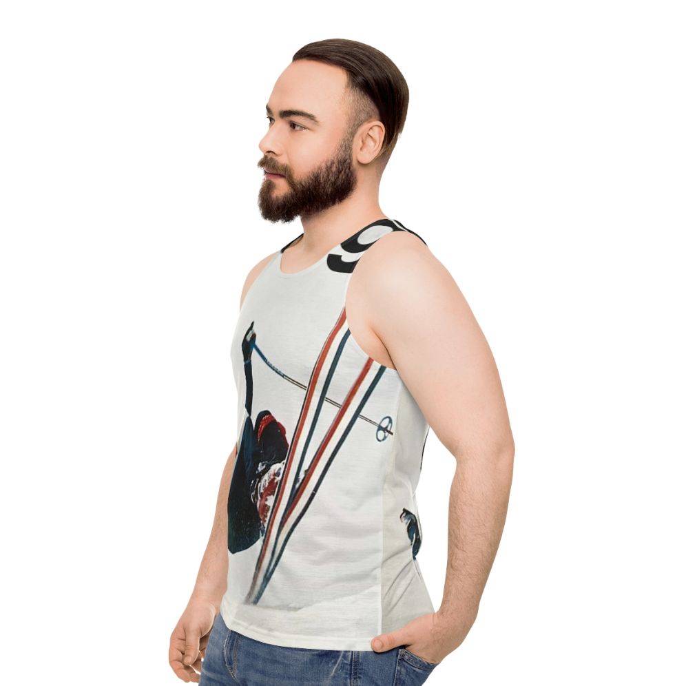 Unisex ski-themed tank top - men side