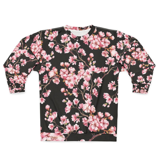 Cherry blossom floral pattern design on a modern sweatshirt