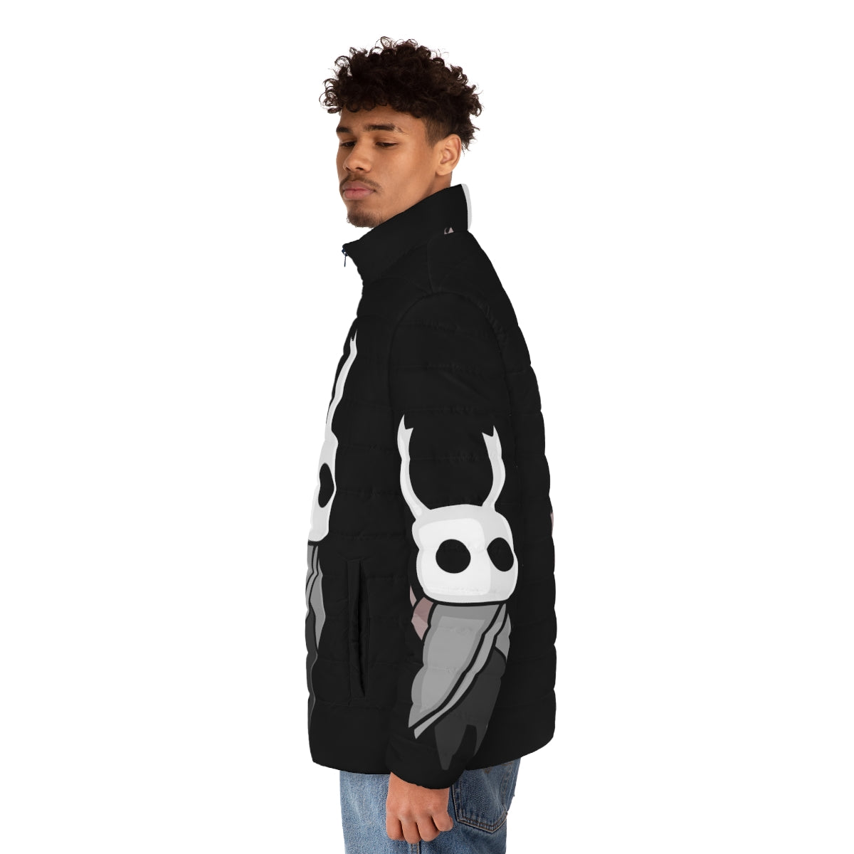 Hollow Knight inspired puffer jacket for gaming enthusiasts - men side left