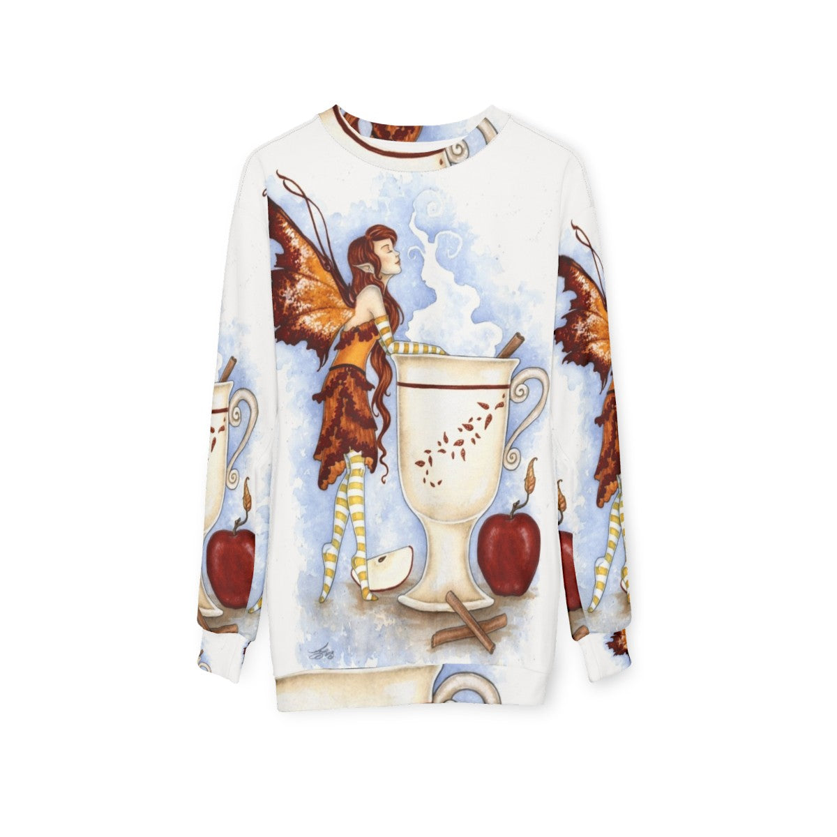 Cider Faery Sweatshirt featuring a fairy design - hanging