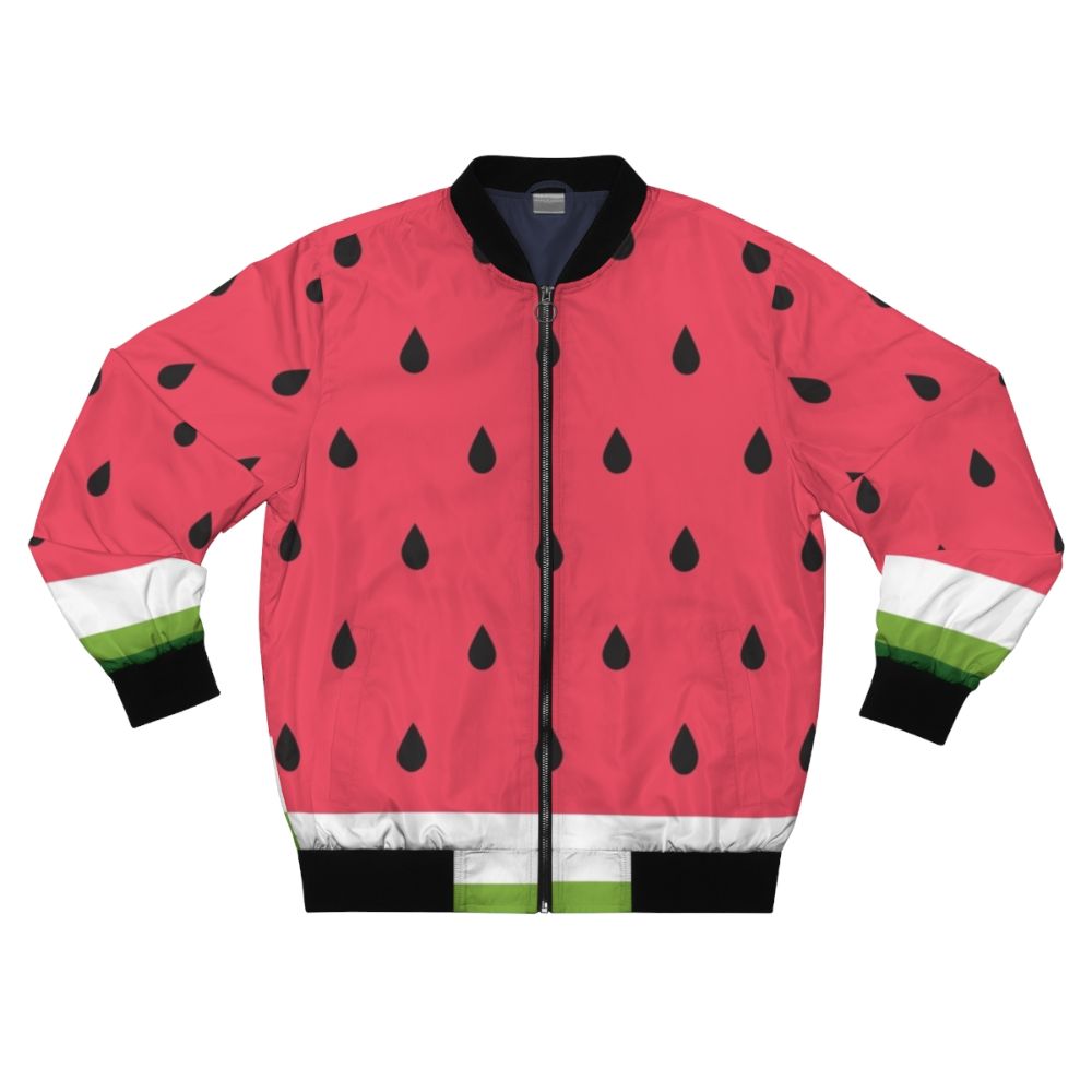 Colorful abstract watermelon pattern bomber jacket