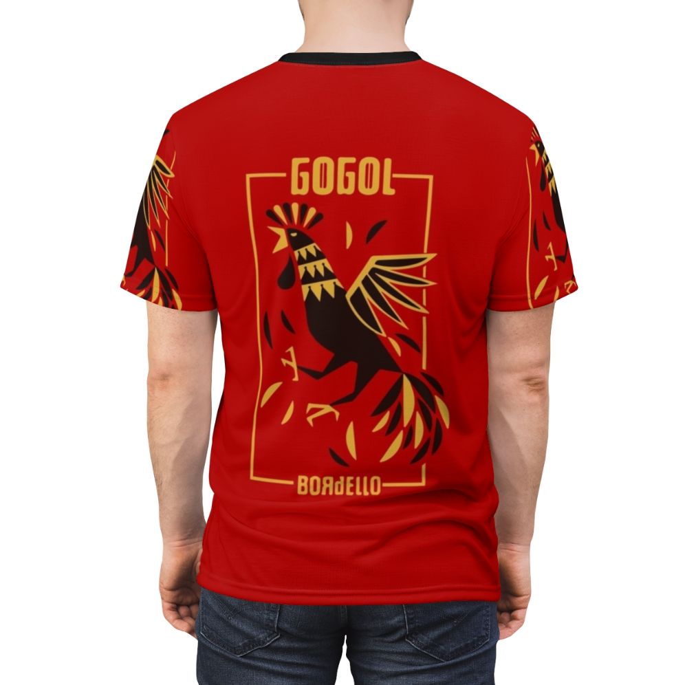 Stylish Gogol Bordello inspired gypsy punk t-shirt featuring the band's signature style and imagery - men back