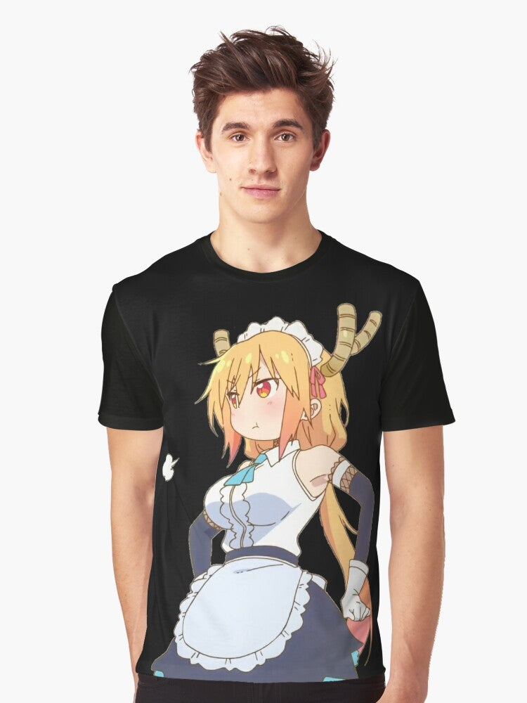 Tohru, the beloved maid character from the anime "Kobayashi-san Chi no Maid Dragon," featured on a stylish graphic t-shirt. - Men