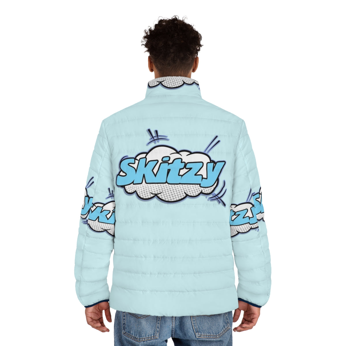 Skitzy branded puffer jacket with urban streetwear design - men back