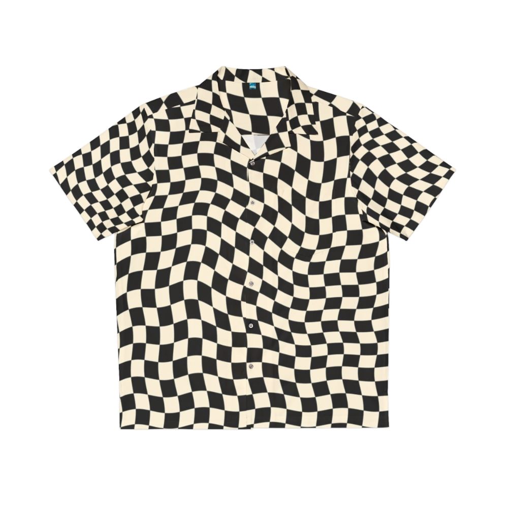 Retro wavy checkerboard pattern Hawaiian shirt