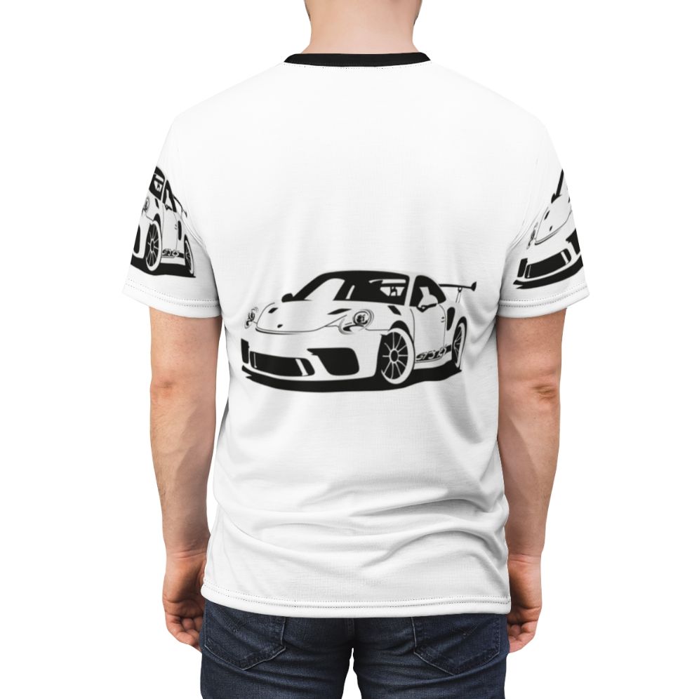 All-over print t-shirt featuring a striking Porsche-inspired sports car graphic - men back