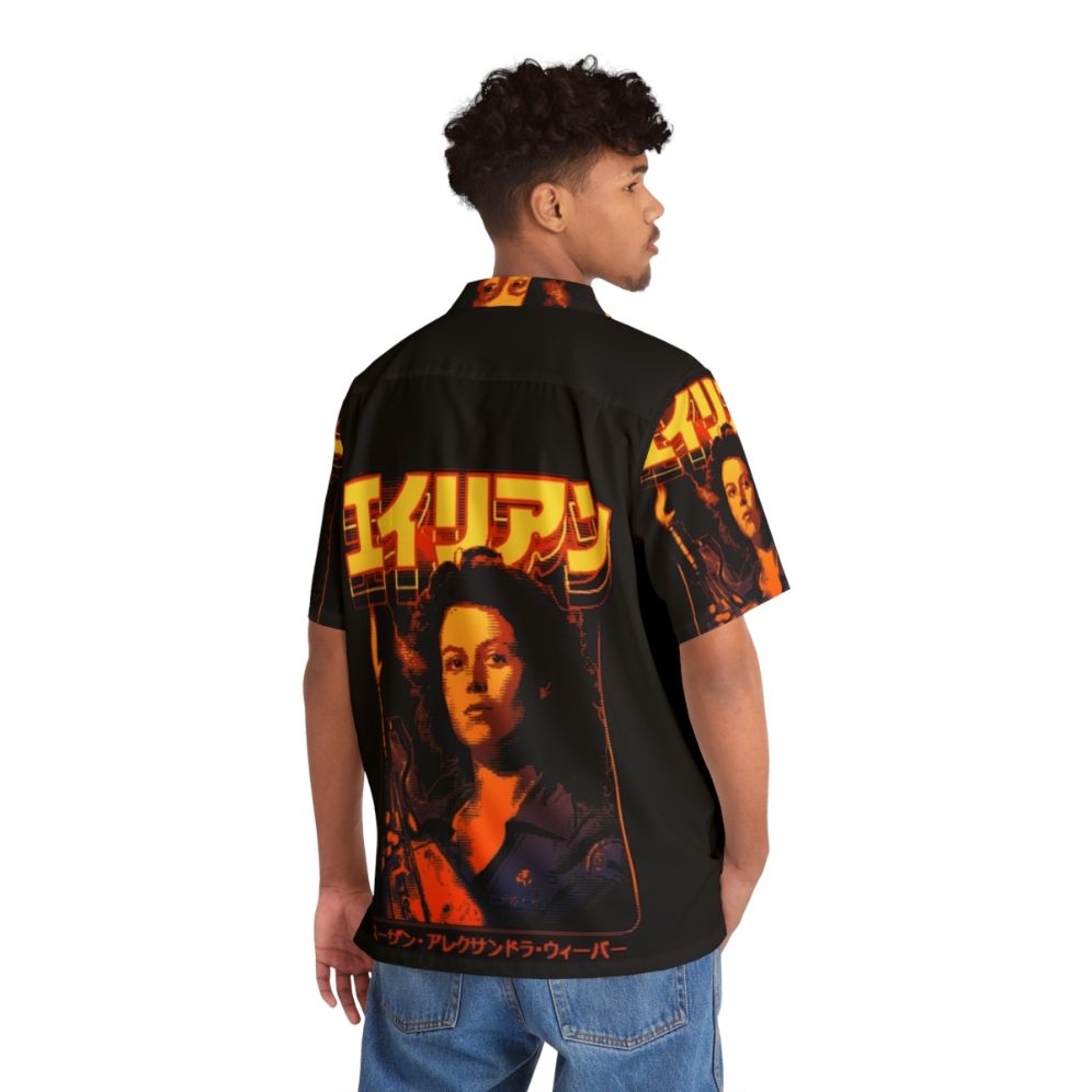 Alien Ellen Ripley Retro Hawaiian Shirt - Flat lay