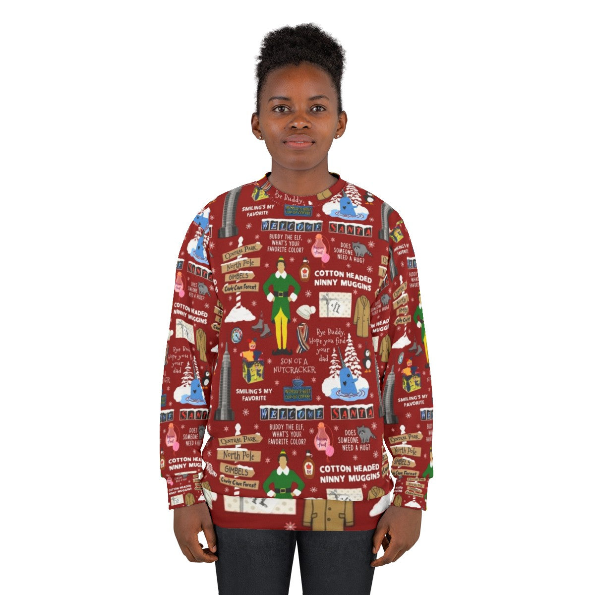 Buddy the Elf Collage Design Christmas Sweatshirt - women