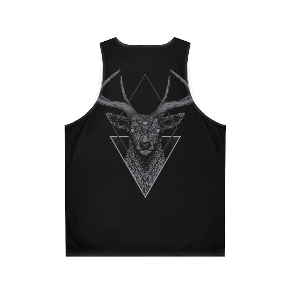 Minimalist Dark Deer Geometric Animal Unisex Tank Top - Back