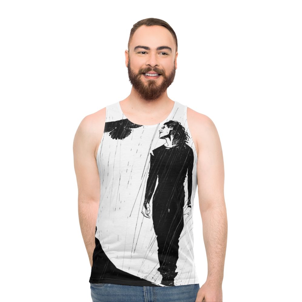 The Raven Unisex Tank Top featuring iconic imagery from the cult movie "The Crow" - men