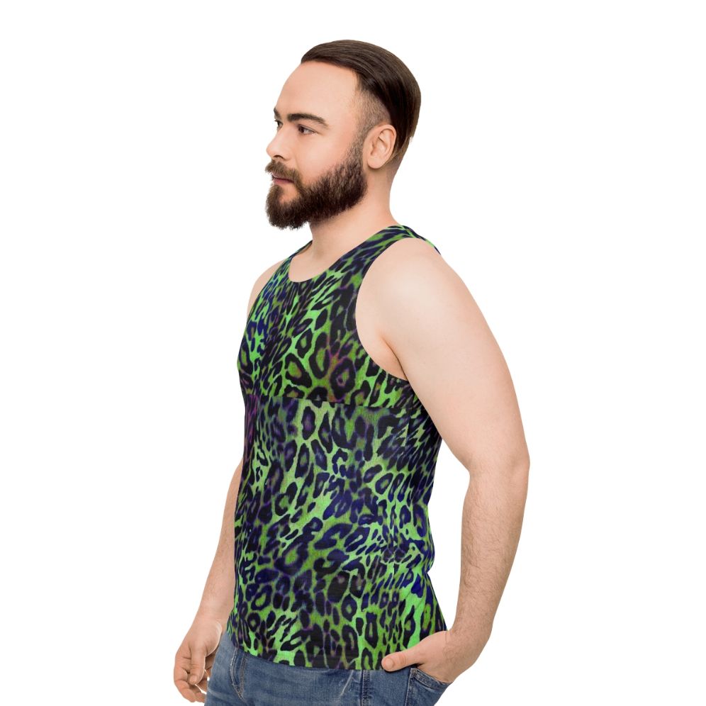 Colorful leopard print unisex tank top - men side