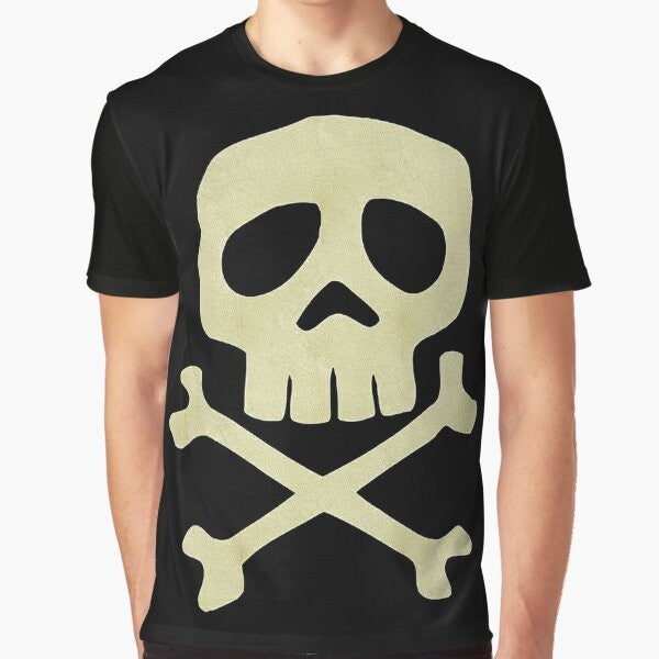 Danzig-inspired skull and crossbones graphic t-shirt