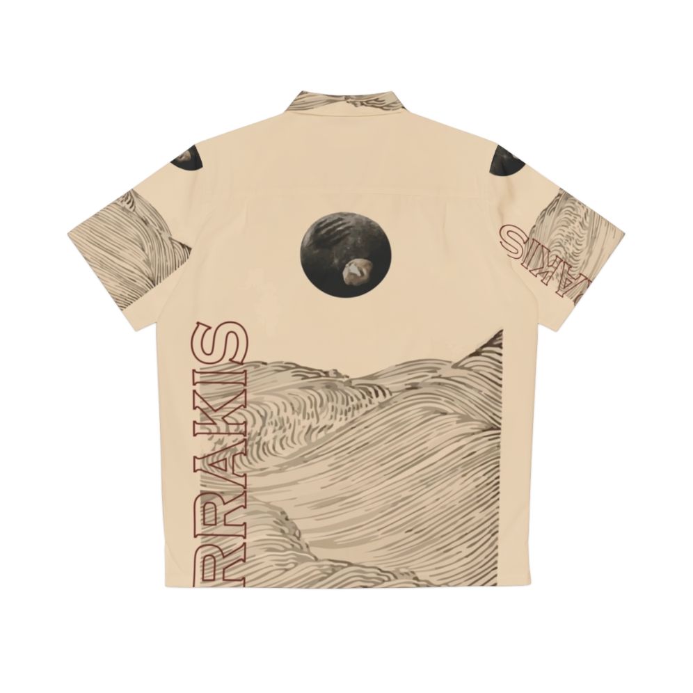 Dune-inspired Hawaiian shirt with desert landscape and Dune fan art elements - Back