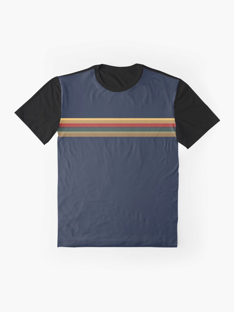 13th Doctor Who rainbow-themed graphic t-shirt for cosplay and fans - Flat lay