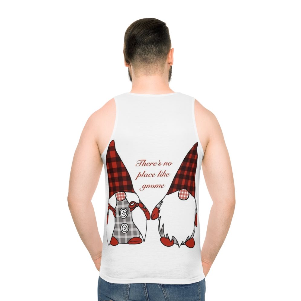 Festive gnome unisex tank top - men back