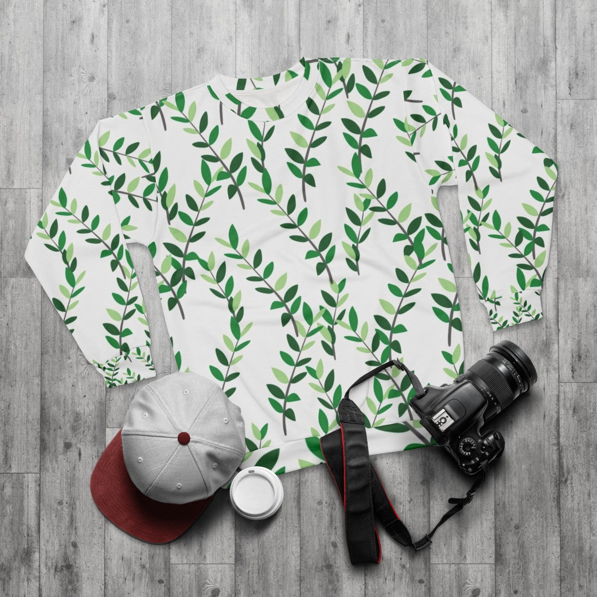 Zz plant leaves foliage botanical sweatshirt - flat lay