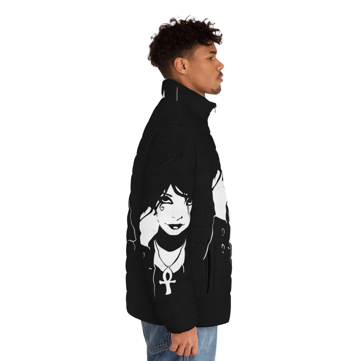 Vertigo Comics Death Sandman DC Puffer Jacket featuring the iconic character from the Sandman graphic novel series - men side right