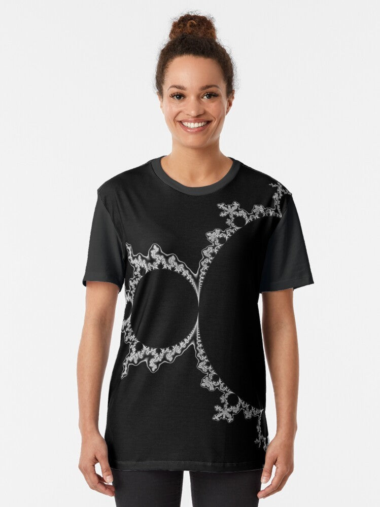 Mandelbrot set monochrome outline graphic design on a t-shirt - Women