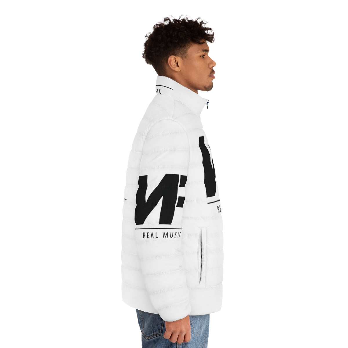 NF Real Music Puffer Jacket 2 with Christian Rapper NF Logo - men side right