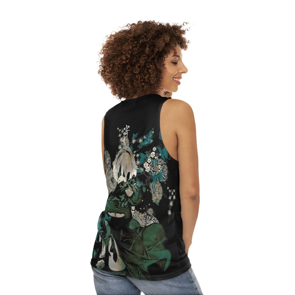 Butterflies and Floral Anime Unisex Tank Top - women back