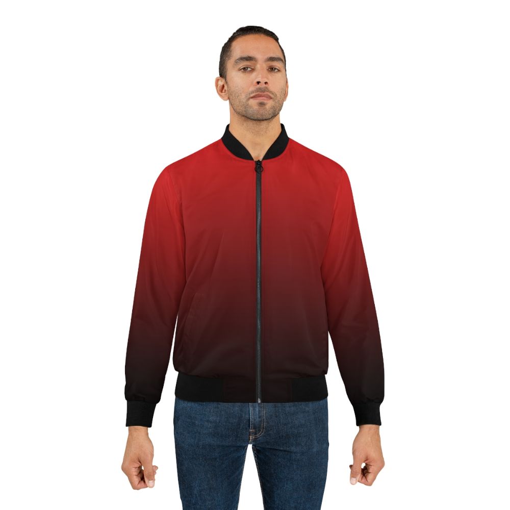 Gradient ombre black and red minimalist bomber jacket - Lifestyle