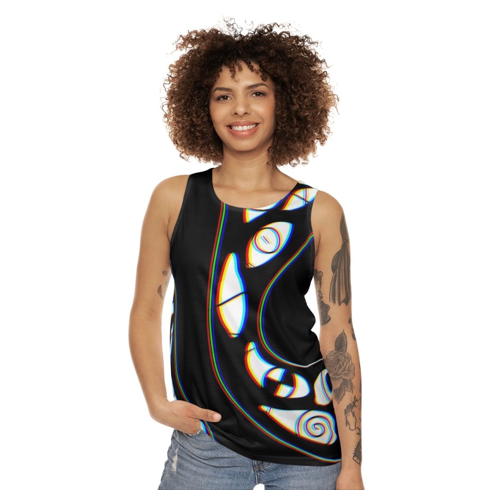 Trippy 3D eye unisex tank top - women