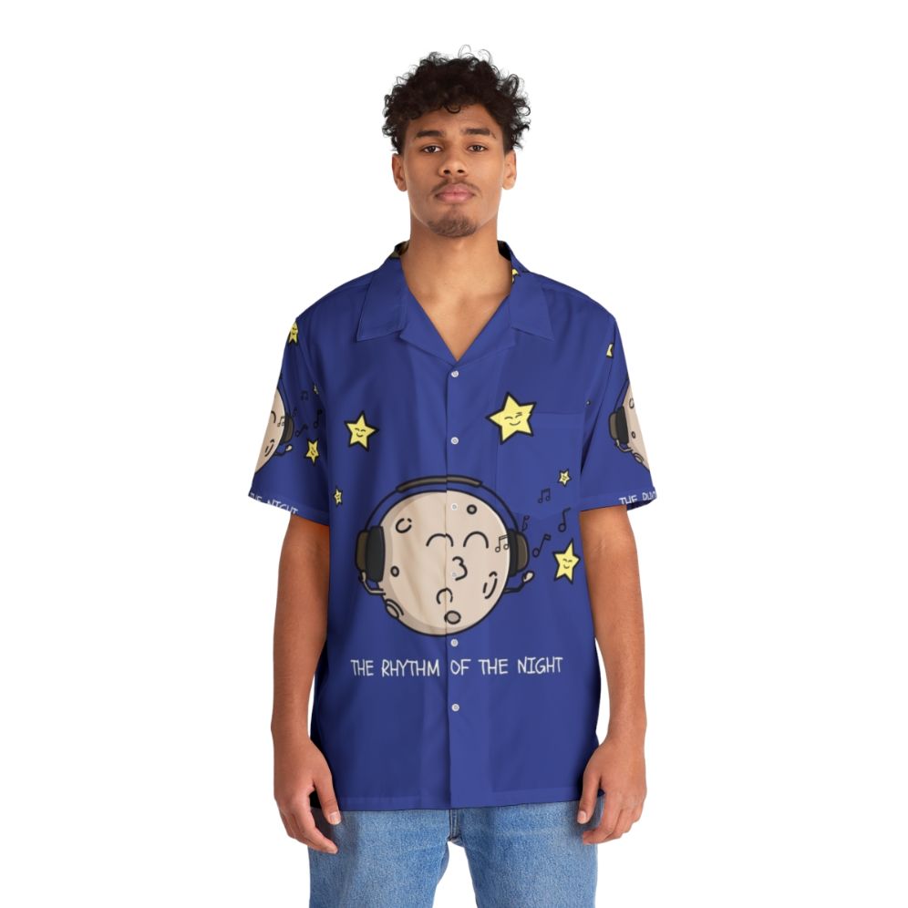 Rhythm of the Night Hawaiian Shirt with Moon and Star Pattern - People Front