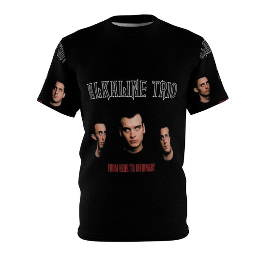 Alkaline Trio inspired all-over print t-shirt featuring album art and band name