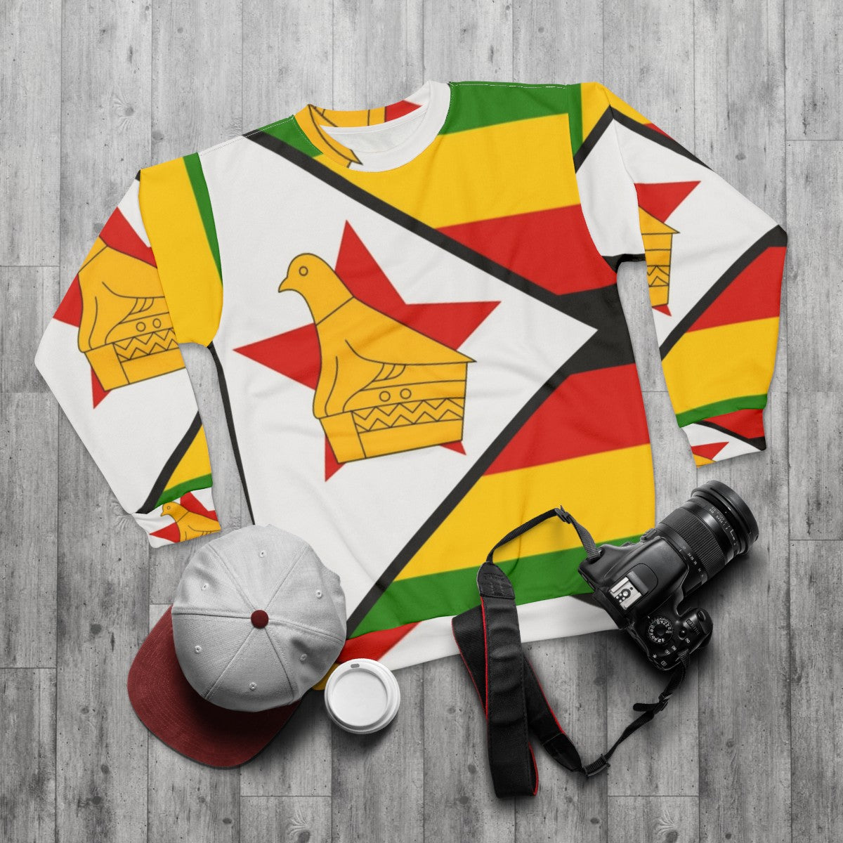 Zimbabwe Flag Sweatshirt - flat lay