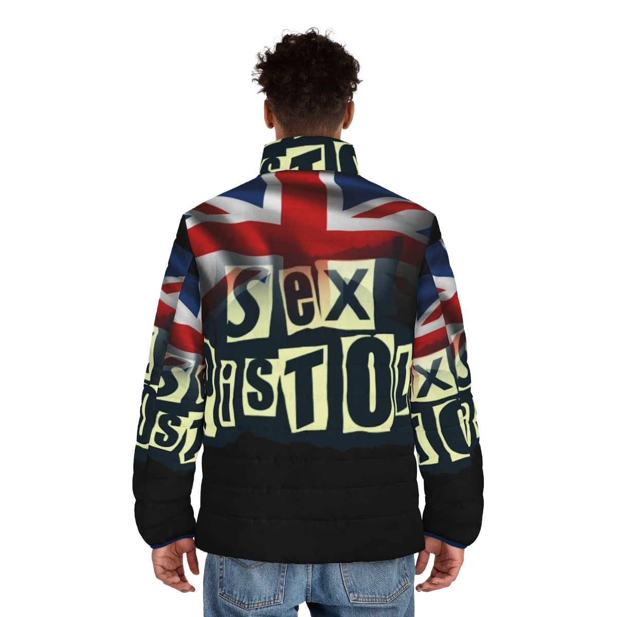 Pistols Puffer Jacket with Punk-Inspired Retro Design - men back