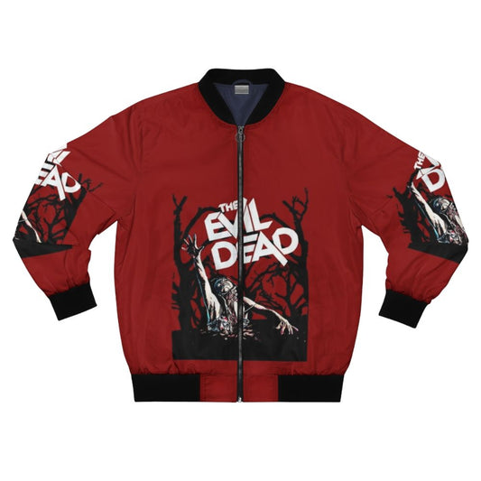 Evil Dead horror-themed bomber jacket featuring Ash Williams, the main character from the Evil Dead franchise