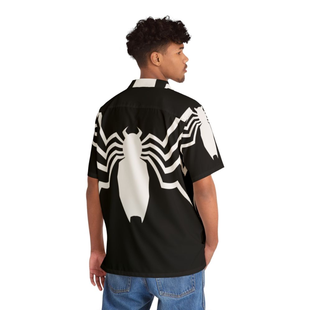 Black and white spider print Hawaiian shirt - People Back