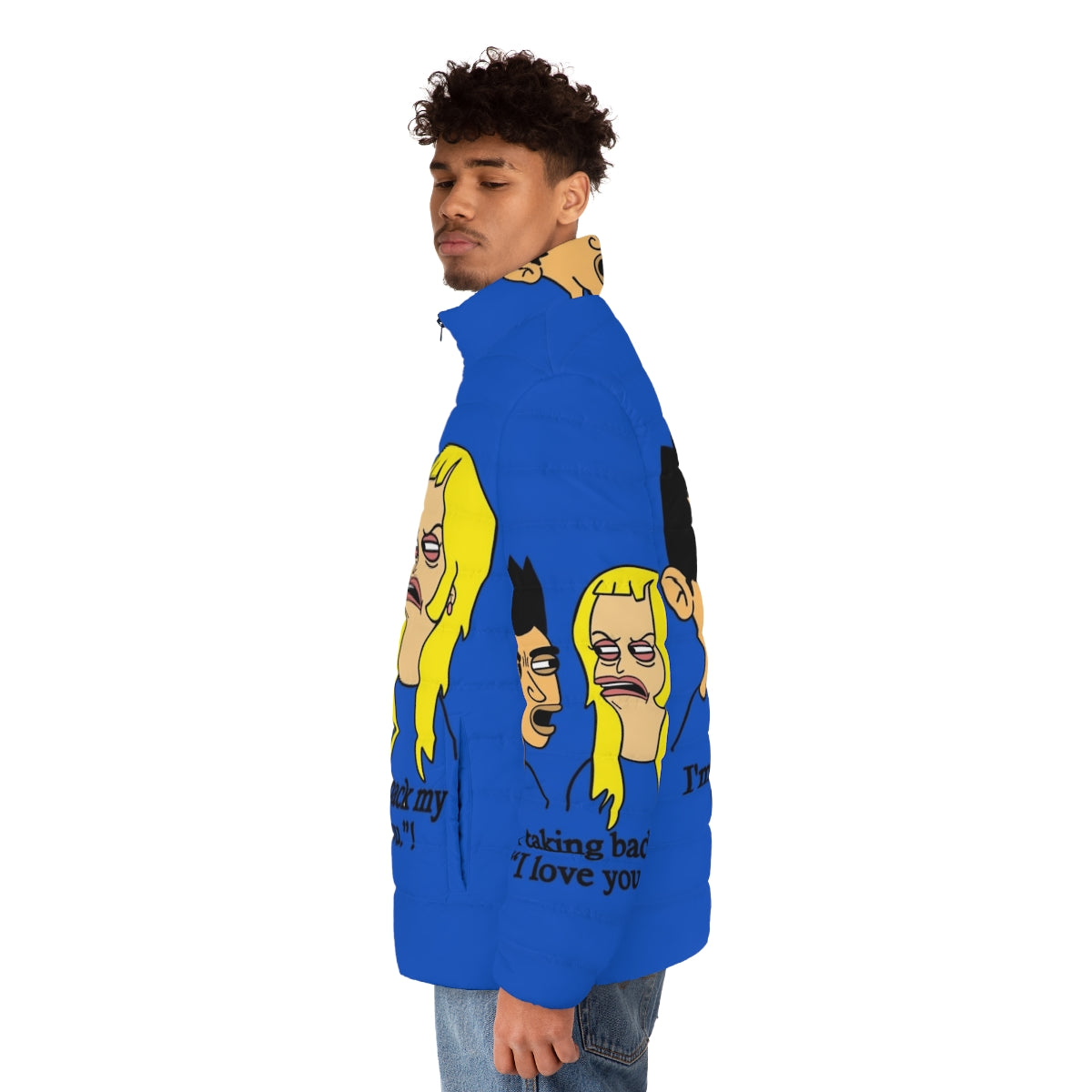 Big Mouth Netflix Jay and Lola Cartoon Character Puffer Jacket - men side left