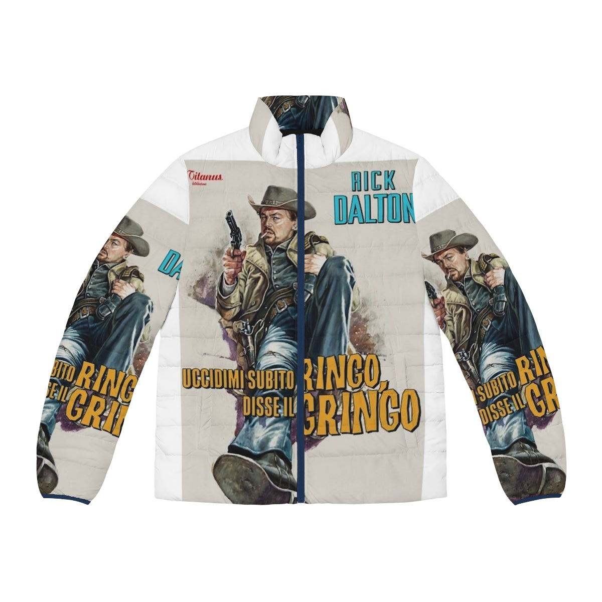 Once Upon a Time in Hollywood Puffer Jacket featuring Leonardo DiCaprio and Quentin Tarantino inspired design