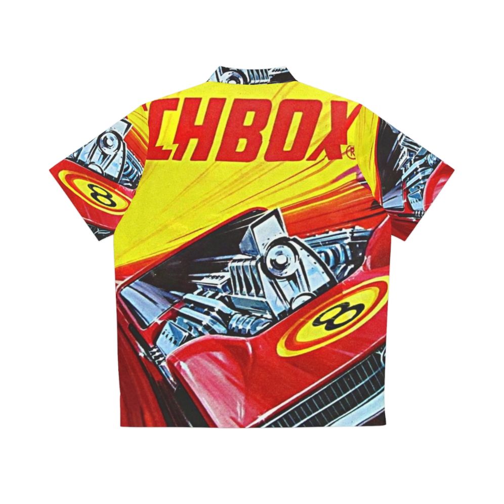 Retro Hawaiian shirt featuring Matchbox Superfast collectible cars - Back