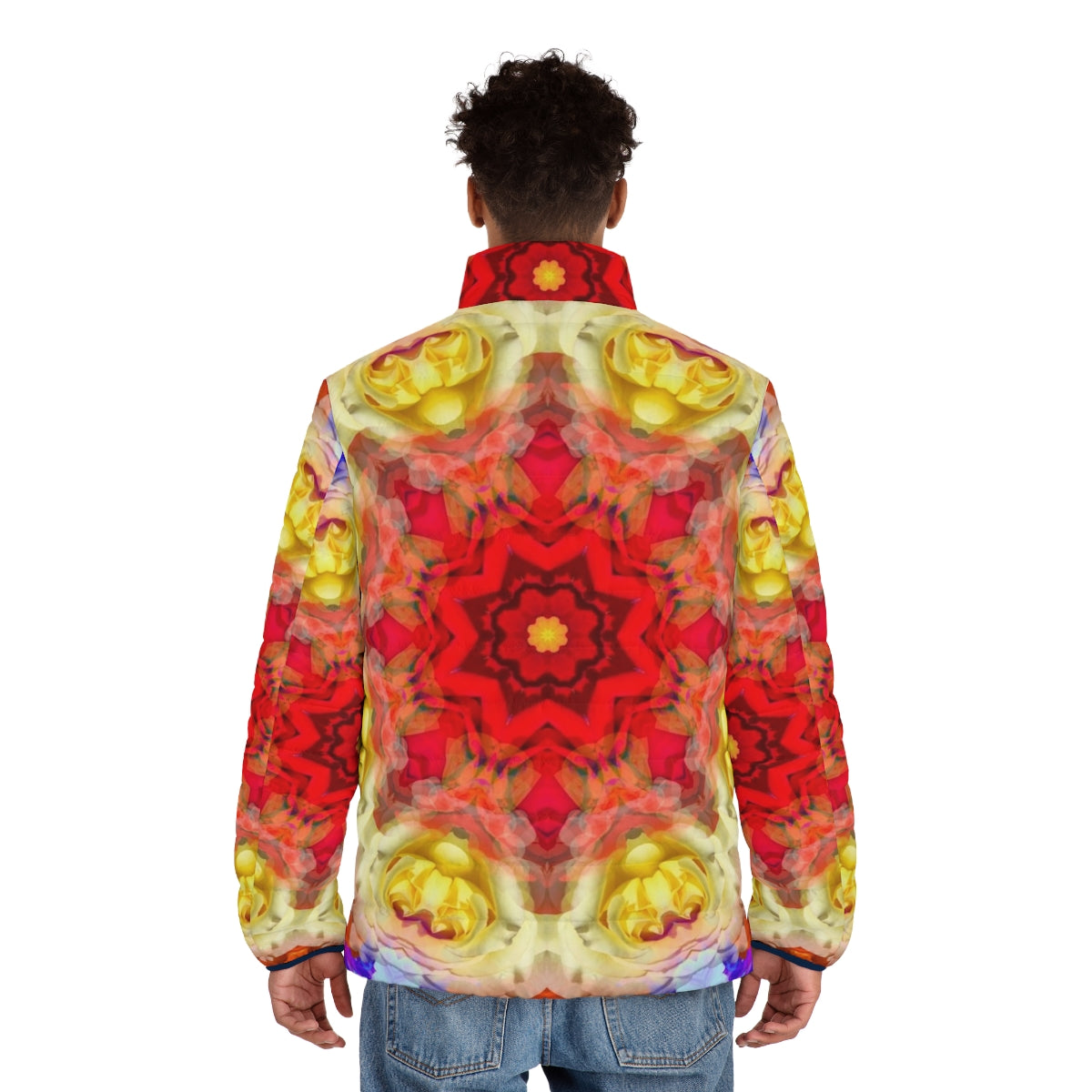 Rose Star Of The Eighth Ray Puffer Jacket with spiritual and transcendent design - men back